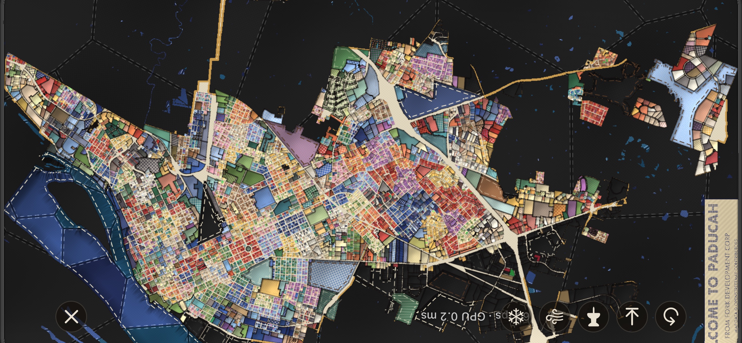 The Paducah quilt lying on the iPad's glass, the whole city at rest